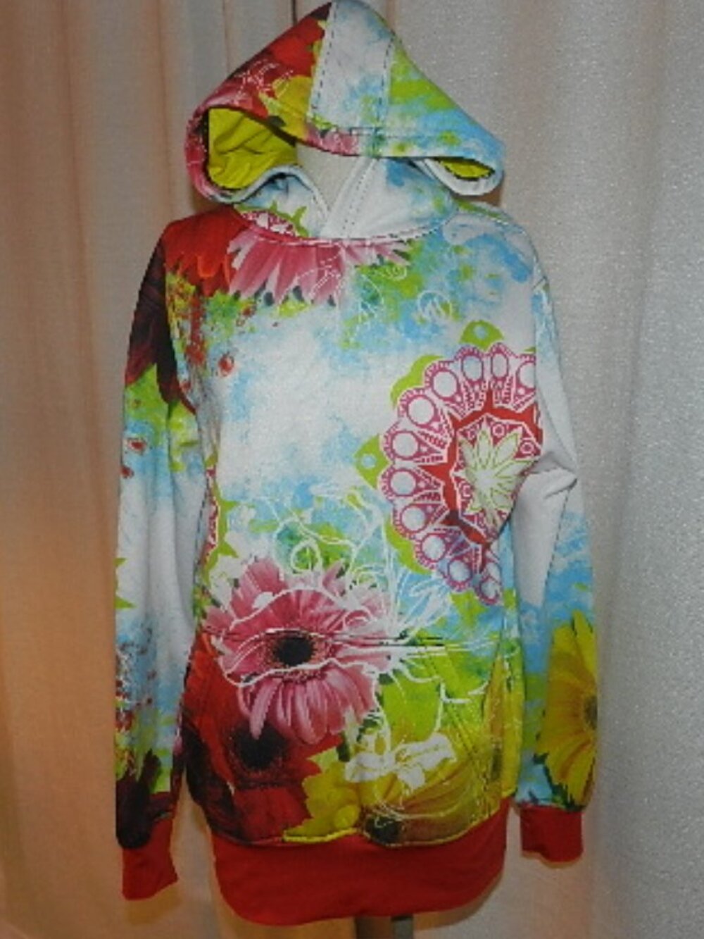 INKnBURN Wildflower Brushed Fleece Pullover Hoodie Size XS